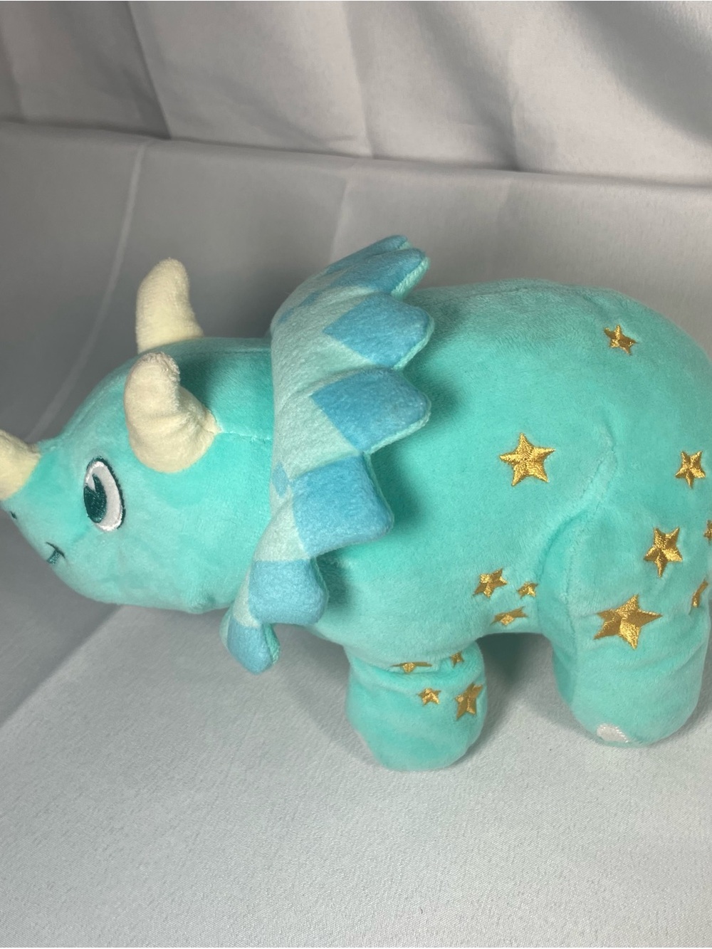 Plush‎ Teal Dino Stuffed Animal with Gold Stars - Kids Toy